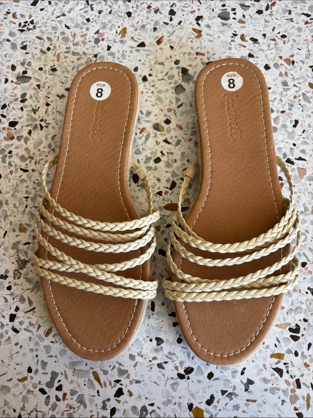 Madewell Braided Strap Slide Sandals - Tan/Cream